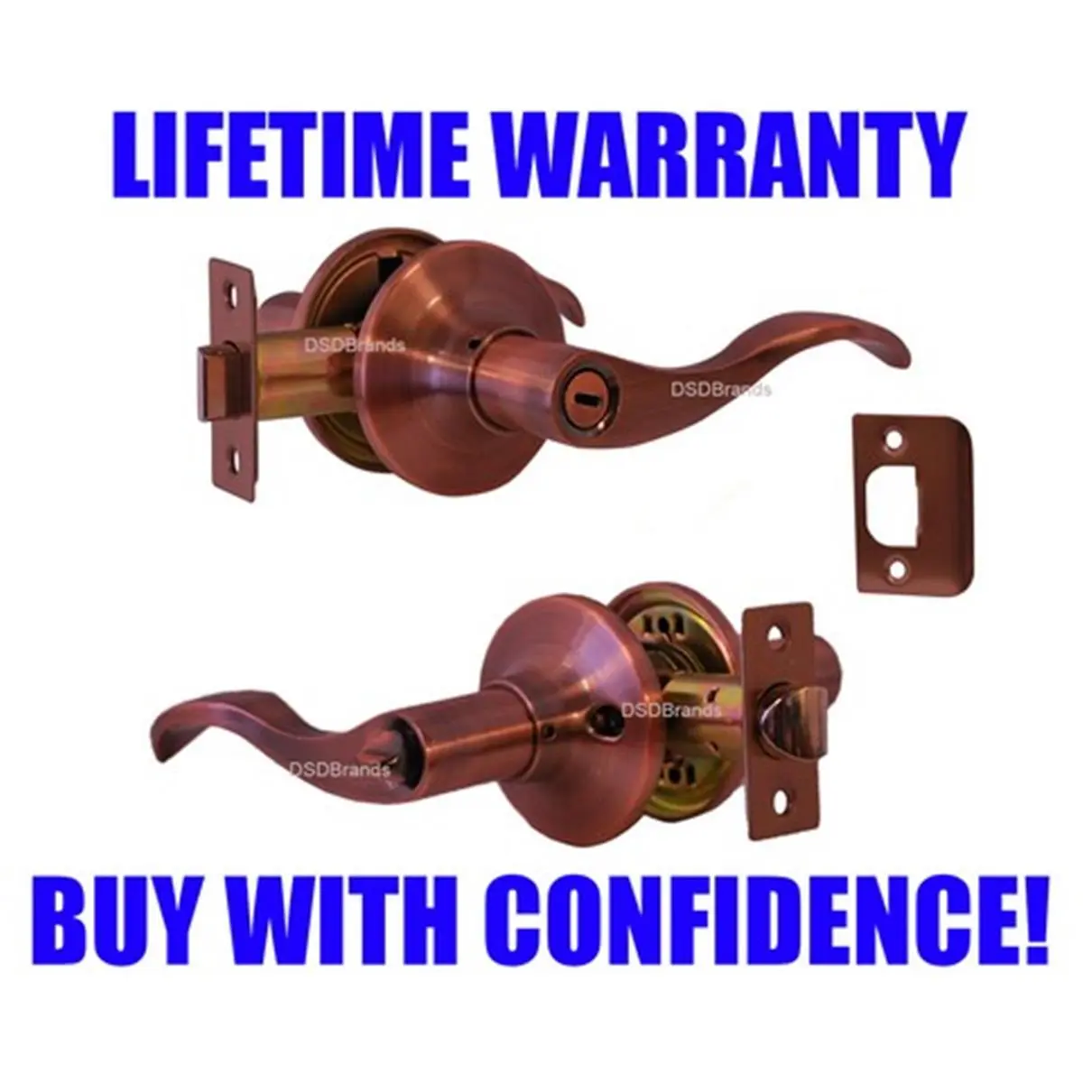 Constructor Prelude Privacy Lever Door Lock with Keyless Doorknobs, Lever Style Doorknobs Lockset - Antique Copper