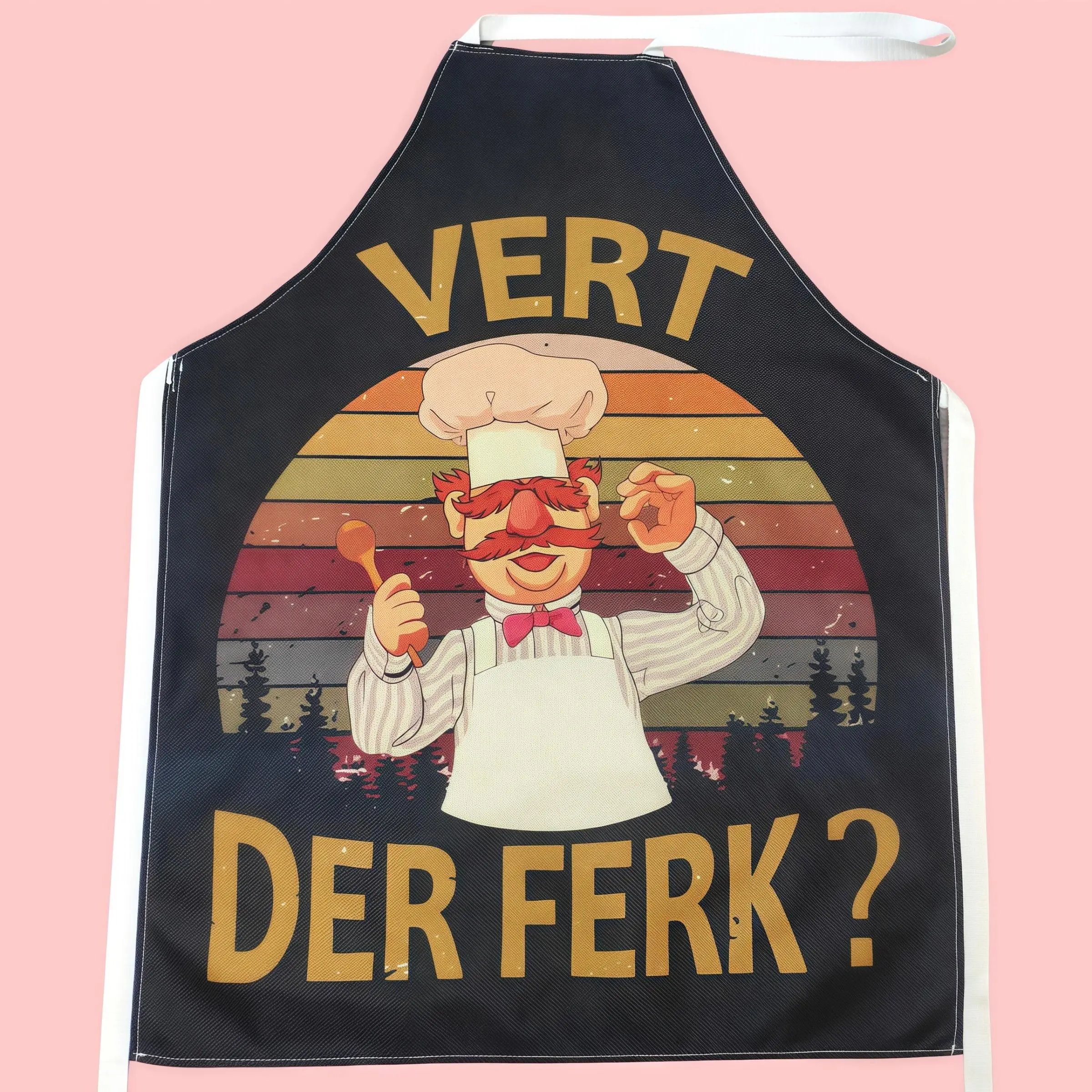 Chef Pattern Apron, Adult Size Sleeveless Kitchen Apron for Home Cooking & Cleaning, Working Apron for Restaurant, Cafe, Hotel, Bookshop, Funny Apron, Kitchen Cooking Aprons