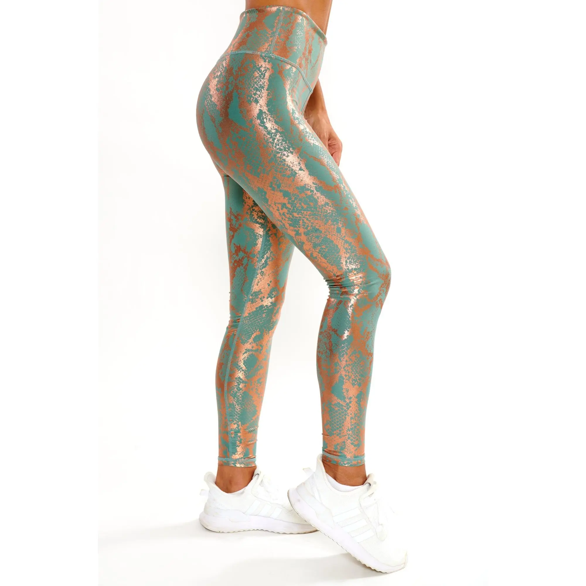 Laila Snakeskin Fitness Leggings - Sage