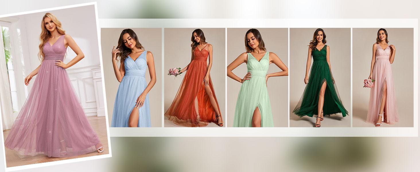 Ever-Pretty Glittering High Slit Sleeveless Modest Maxi Party Dress with Empire Waist S0014