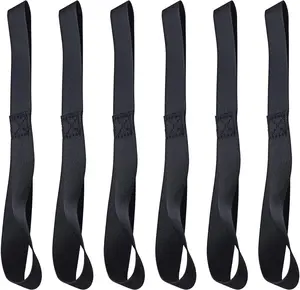 Black Soft Loop Tie Down Straps (6 Pack) 4500Lbs Breaking Strength and 1500Lbs Load Capacity, 12 * 1in Heavy Duty Tie Down Loops for Securing ATV UTV Motorcycles Scooters Dirt Bikes Lawn Equipment