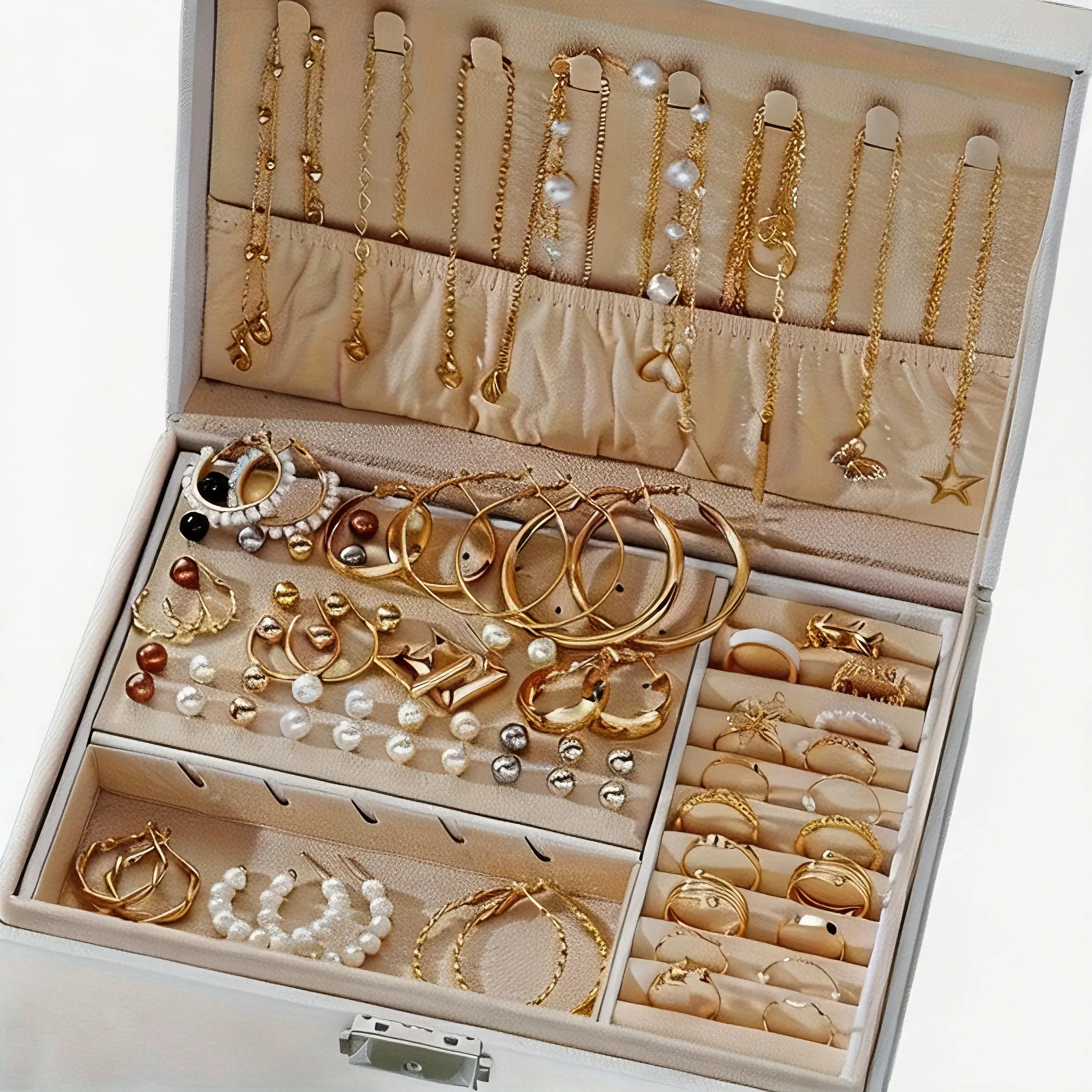 86-Piece Fashionable Jewelry Set - Gold-Plated Butterfly Necklace, Heart-Shaped Ring, Imitation Pearl Earrings, Inlay 4-in-1 Boho Bohemian Vibe Butterflies Set, Earrings for Women, Ideal for Daily Wear & Gifting (No Box), Everyday, Assortment Jewelry Sets