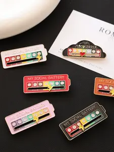 1 Piece Unisex Pastel Pink Assorted Self-Love Cartoon (Heart/Bottle/Jar) Star-Accented Metal Enamel Decorative Trendy Lapel Pin Valentine’s Day Daily Outfit Accessory