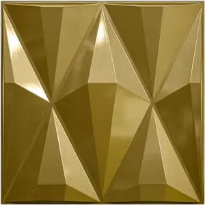 New 12 PCS, 32 SqFt Gold Diamond 3D Wall Panels - Easy Peel and Stick Installation, Unique 3D Textured Design, Perfect for Interior Wall Decoration and Enhancement - Large Coverage Area, Premium PVC Material, Luxurious Gold Colo