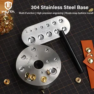 WUTA 304 Stainless Steel Snap Button Leather Craft Tools Rivet Setter Base 3/4/5/6/7/8/9/10/11/12/12.5/15mm High Precision Engraving Mirror Polished for Professionals
