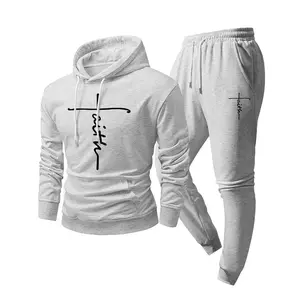 Men's printed hoodie and sweatpants set, casual 2-piece sportswear, with drawstring design, soft fabric, fashionable long-sleeve hooded sweatshirt and sweatpants set, suitable for gym workouts, running, home wear, streetwear, and everyday casual wear
