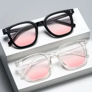 Black Frame Blush Sunglasses Women Square Pink Lens Natural Makeup Beauty Eyewear No Makeup Needed Fashion Shades