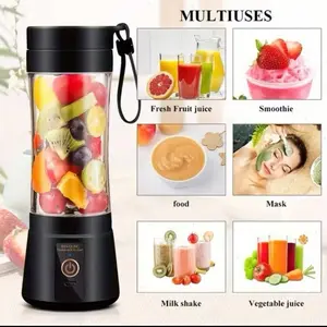 Black Ultra-Portable Compact Cordless USB Rechargeable Personal Blender - 380ml Capacity, 15000RPM High-Speed Motor With 6 Powerful Blades For Silky Smoothies & Shakes - Ideal For On-The-Go Picnics, Gym Sessions, And Outdoor Adventures