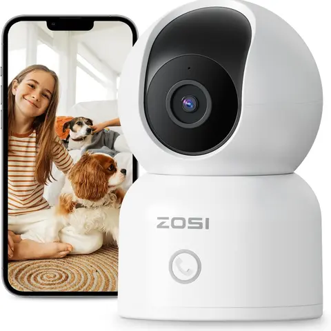 ZOSI 3MP PTZ Smart Indoor Security Nanny Cam - 2.4G/5G Wi-Fi, Pan&Tilt Rotation, Phone App Control, 2-Year Coverage, Wired, Lifetime Free Tech Support (Smart WiFi Rotating Customizable Remote Control Camera-Equipped Wireless Security Cameras & Systems), S