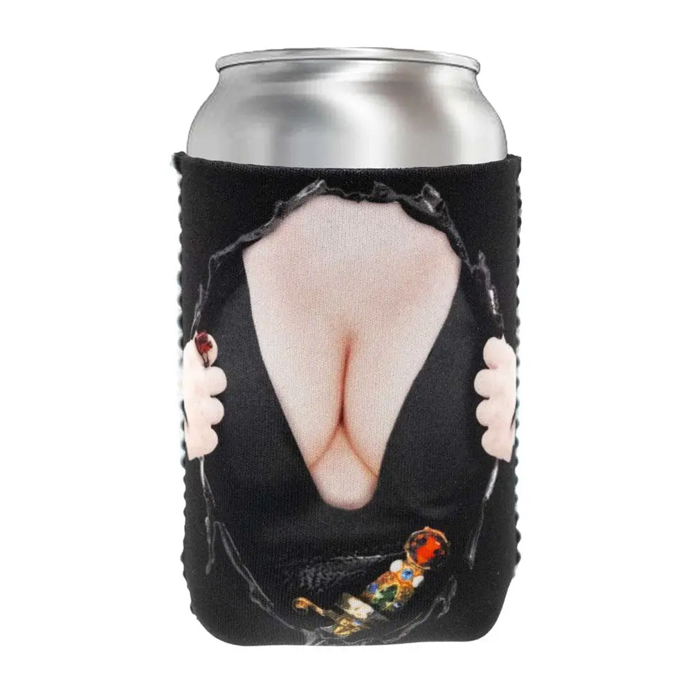 Elvira Chest Burst Black 12 oz Can Cooler Coozies