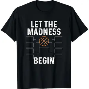 Oversized Basketball Bracket Shirt Let The Madness Begin Funny College Graphic T-Shirt Streetwear Holiday Wear y2k cotton fashion Streetwear Lover Gift Top Trending