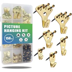 150 count Heavy Duty Picture Hangers Kit, Supports 10-100 lbs -  Wall  Hooks with Nails for Drywall & , Ideal for Pictures, Clocks, Mirrors, and  Decor