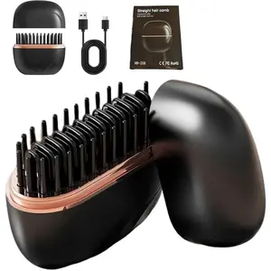 1pc Compact Wireless Straightening Comb Instant Straightening, Portable USB Charging Travel Essential, Copper Heating Plates for Smooth Styling, Portable Hair Styler Fashionable Modern Design Mini Hair Straightener Brush Heated Comb Thermal Brush