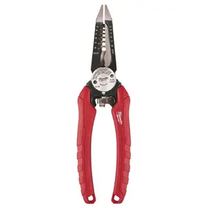 7.75 in. Combination Electricians 6-in-1 Wire Stripper/Cutter Pliers with Red Grip and Precision Cutting