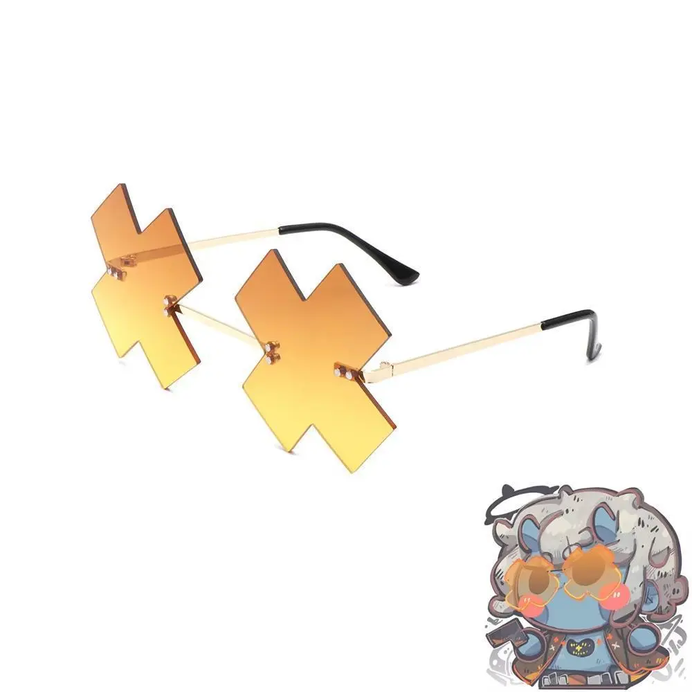 Guilty Gear Happy Chaos Cosplay Glasses - Adult Fit, Irregular Shape, Metal + PC, Yellow Funny Eyewear Accessory for Cosplay Fun, Halloween Costume (Toys & Hobbies Novelty Accessory), Photo