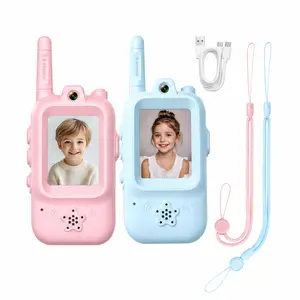 Colorful Reusable Casual Walkie Talkies for Kids, 2-Piece Rechargeable Handheld Set with Voice Changing Function & Remote, Outdoor Electronics Toy for 3-12 Year Olds (Camping, Christmas/Birthday Gifts)
