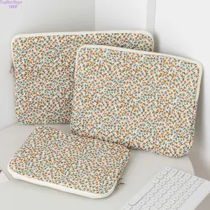2026 New Korean-Style Quilted Laptop Sleeve - Fresh Floral Print Tablet Bag for iPad & Notebook, Slim Fashion Protective Pouch, Soft Lightweight Office Accessories Storage Bag, Travel Must-Haves for Daily Commute