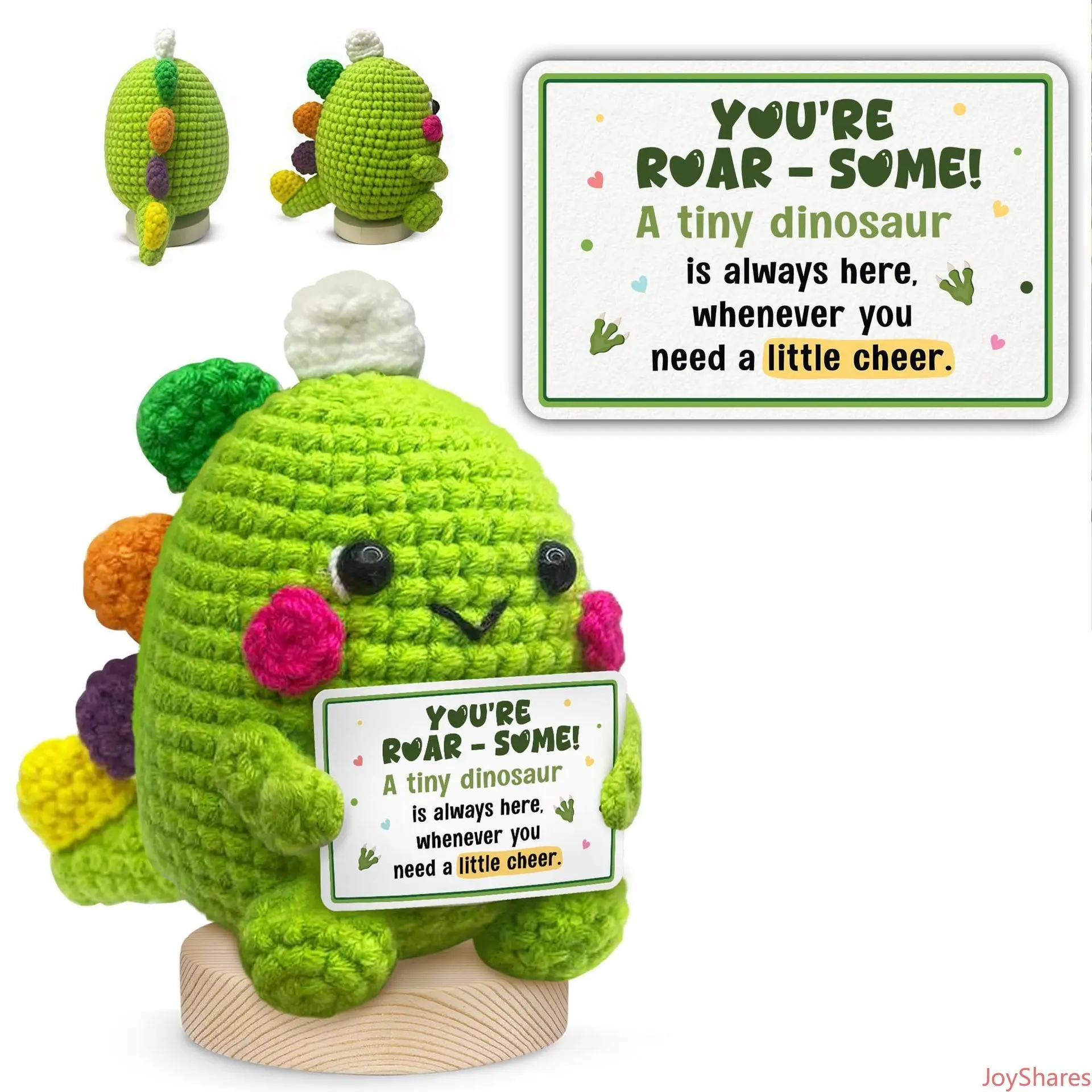 Whimsical Crocheted Dinosaur Figurine, Handmade Cotton Yarn Doll with Pentagonal Detail, Small Soothing Desktop Ornament for House Decoration, Manual, Hand Crocheted Green Dinosaur Doll, Daily Leisure, Emotional Soothing, Handmade Piece
