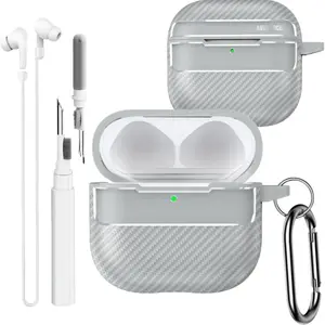 Cute Carbon Fiber Case for AirPods 4 with Keychain, Stylish Protection Design for Men & Women, Perfect Accessory for Daily Use