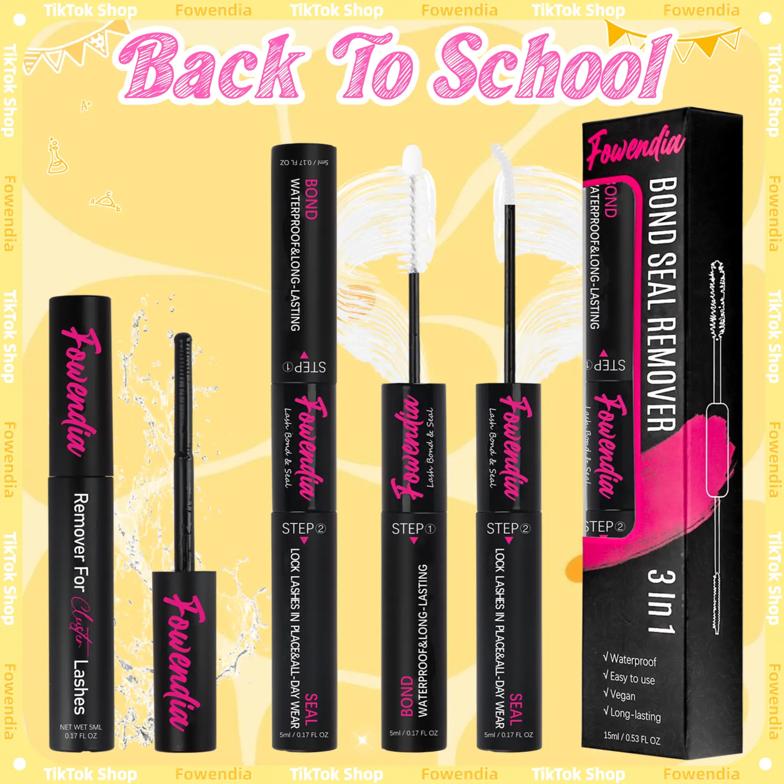 Fowendia Lash Bond and Seal with Glue Remover Kit | Beginner Friendly Makeup DIY Lash Extensions at Home | Waterproof & Long Lasting California Sunset Manga 3IN1 Set for Young Girls dealsforyoudays