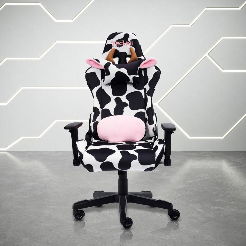 COW Print Gaming Chair, Comfortable Video Gaming Desk Chair, Office Chair