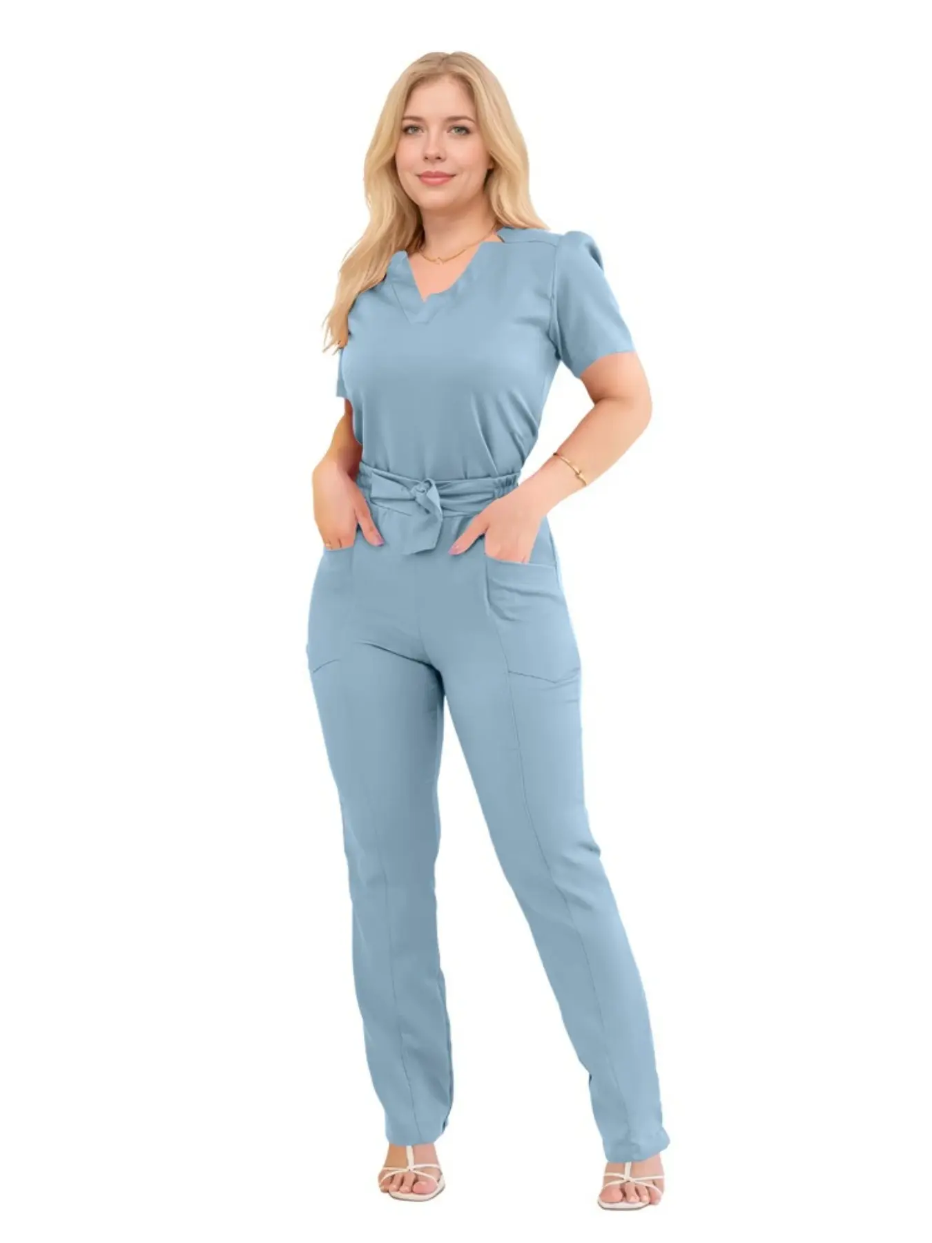 Maternity Center SPA Nurse Uniform Short Sleeve Long Pants Thin Bow Tie Doctor Nurse Front Desk Scrubs Maternity Sets Maternity Work Clothes