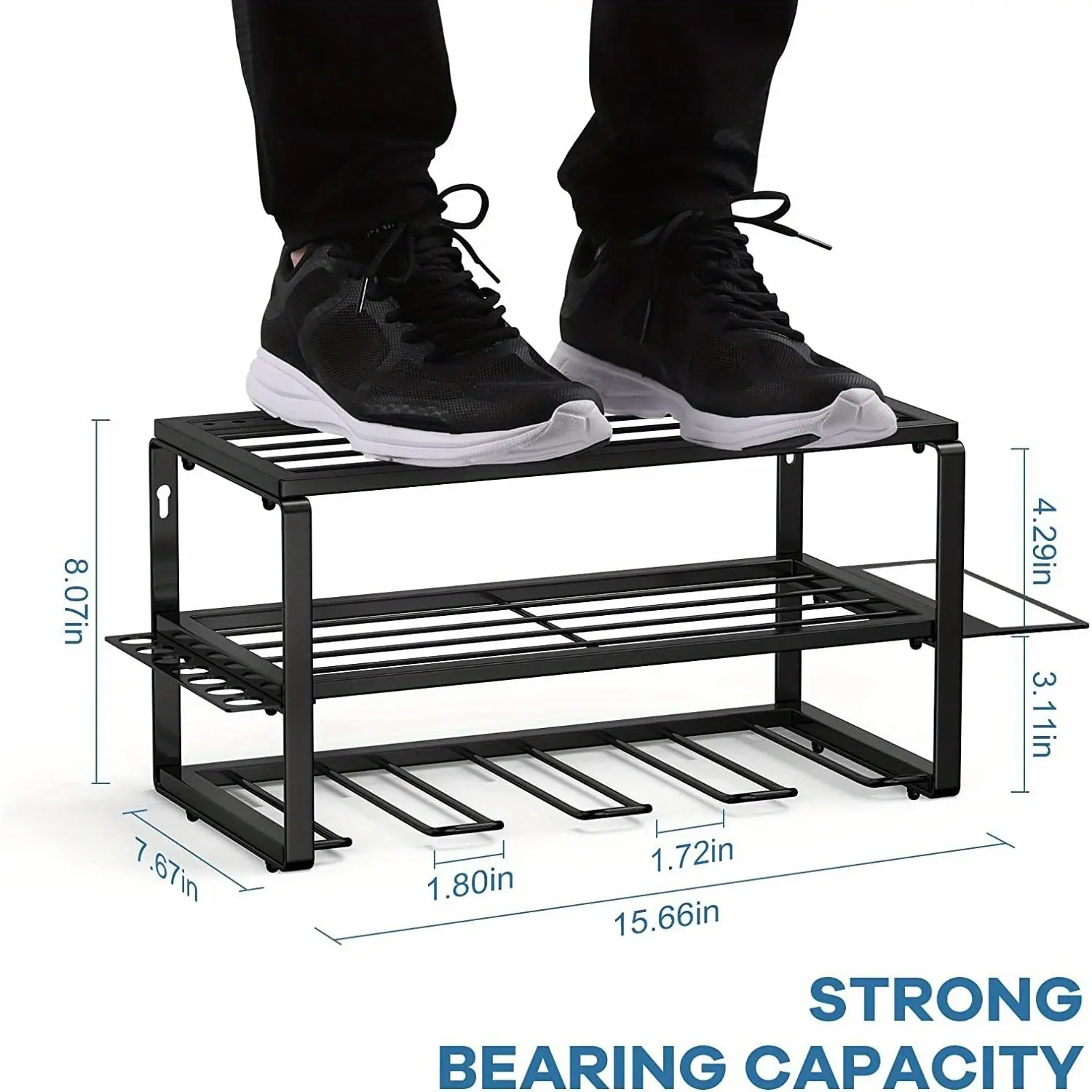 Wall-Mounted 15.66'' Length Tool Organizer - 4-Slot Cordless Tool Storage Rack for Garage, Workshop & Pegboard - Duty Utility Holder - Black, Utility Shelves