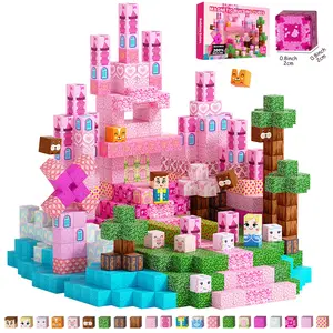 200/150/100 PCS Pink Princess Castle Magnetic Tiles, Montessori STEM Toys for Girls 3-8, Creative Sensory Building Blocks, Perfect Kids Educational Birthday Gifts.