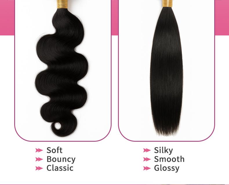 Vinisay 12A Human Hair Bundles Body Wave Straight Bundles Human Hair 100% Unprocessed Brazilian Virgin Hair Quick Weave Sew in Extensions Natural Black