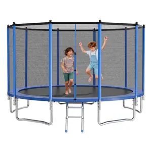 fathersdaygift VEVOR Outdoor Trampoline, 15FT Round Recreational Trampoline with Enclosure Net, ASTM Approved, Heavy Duty Trampolines, Max 470 lbs Weight Capacity, Anti-Rust Backyard Trampolines for Kids Adults