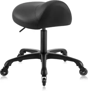DR.LOMILOMI Heavy-Duty Ergonomic Pneumatic Swivel Rolling Saddle Stool with Extra Wide Seat for Hygienic Clinic Spa Massage Home Office