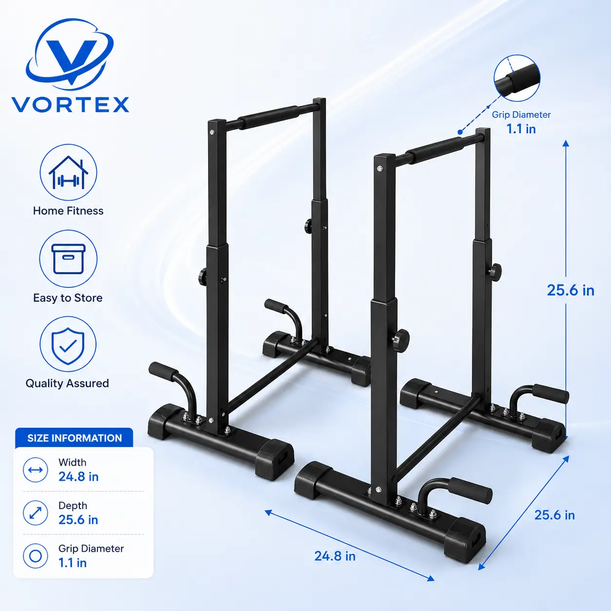 Dip Bar Station Set, 6 Level Adjustable Pull Up Bars, 1200lbs Heave Duty Parallettes Bars, Dip Station for Full Body Workout Fitness