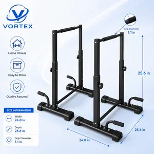 Dip Bar Station Set, 6 Level Adjustable Pull Up Bars, 1200lbs Heave Duty Parallettes Bars, Dip Station for Full Body Workout Fitness