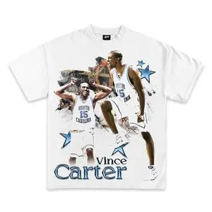Vince Carter UNC Tar Heels Vintage Graphic Tee, Menswear Crew Neck Rap Streetwear T-Shirt, Unisex Casual Regular Fit Cotton Tops, Good Vintage Hip-Hop Bold Retro Apparel, Men Round Neck Y2K Basketball Graphic Tees