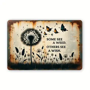 Whimsical, Dandelion Wish Metal Sign - Perfect for Birthday, Housewarming Gifts & Home Decor| Vintage Art for Family Room, Bar, Garage