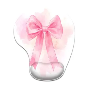 BHJLAXR Pink Bowknot Design Wrist Rest Pad, Silicone Wrist Support Pad with Non-slip Base, Ergonomic Cushion for Office Chair, Gaming Desk, Home Use, Ergonomic Mouse Pad