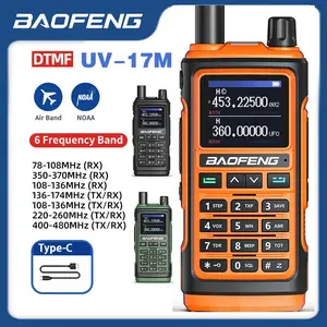BF UV-17M UHF/VHF dual band walkie talkie, Handheld walkie talkie with 999 storage channels, USB-C portable charging, long-distance communication, suitable for outdoor exploration, camping, Walkie Talkie Radio