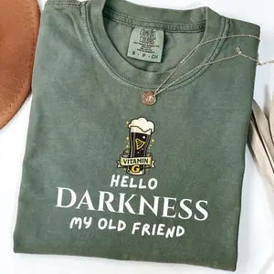 Comfort Colors® Green St Patricks Day Darkness tee, Guinness Hello Darkness T-Shirt, My Old Friend Shirt, St Patricks Day Clothing For Men