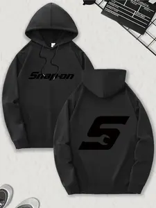 Men's Casual Loose-Fitting Hoodie, Comfortable Electric Tool Pattern Sweatshirt, Snap-On Brand Tee & Pullover, Fall&winter Fashion