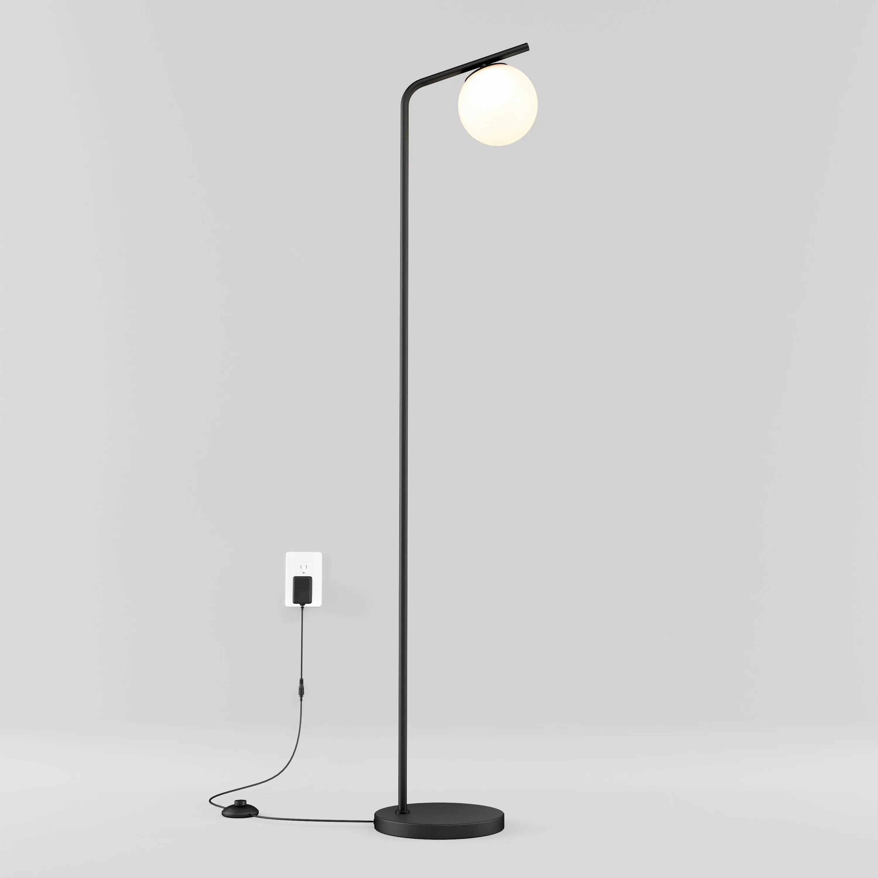 Clayton dimmable LED modern mid-century floor lamp