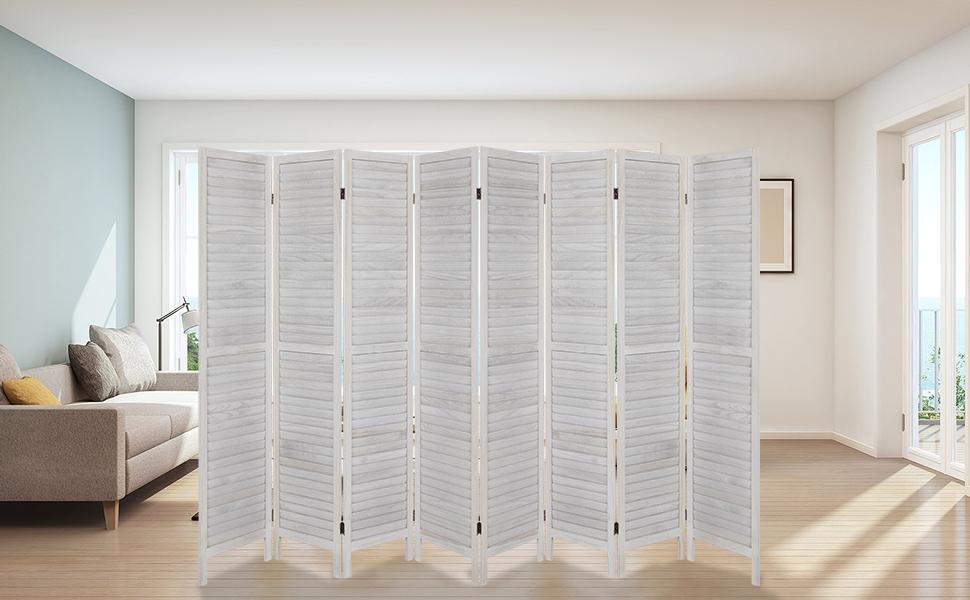 Fionafurn8PanelRoomDivider-FoldingPartitionPrivacyScreen,67"TallLouveredWoodWhiteDividerforHomeBedroomLivingRoomApartmentDorm,PortableFreestandingWallSeparator,NoAssemblyNeeded,360°Hinges,Light&AirFlow Fionafurn8PanelRoomDivider-FoldingPartitionPrivacyScreen,67"TallLouveredWoodWhiteDividerforHomeBedroomLivingRoomApartmentDorm,PortableFreestandingWallSeparator,NoAssemblyNeeded,360°Hinges,Light&AirFlow