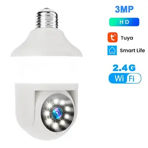 Tuya 5MP E27 Bulb Wifi Camera 5X Zoom Dual Lens Indoor Surveillance Auto Human Tracking Wireless IP Cameras Color Night Vision Omnivision