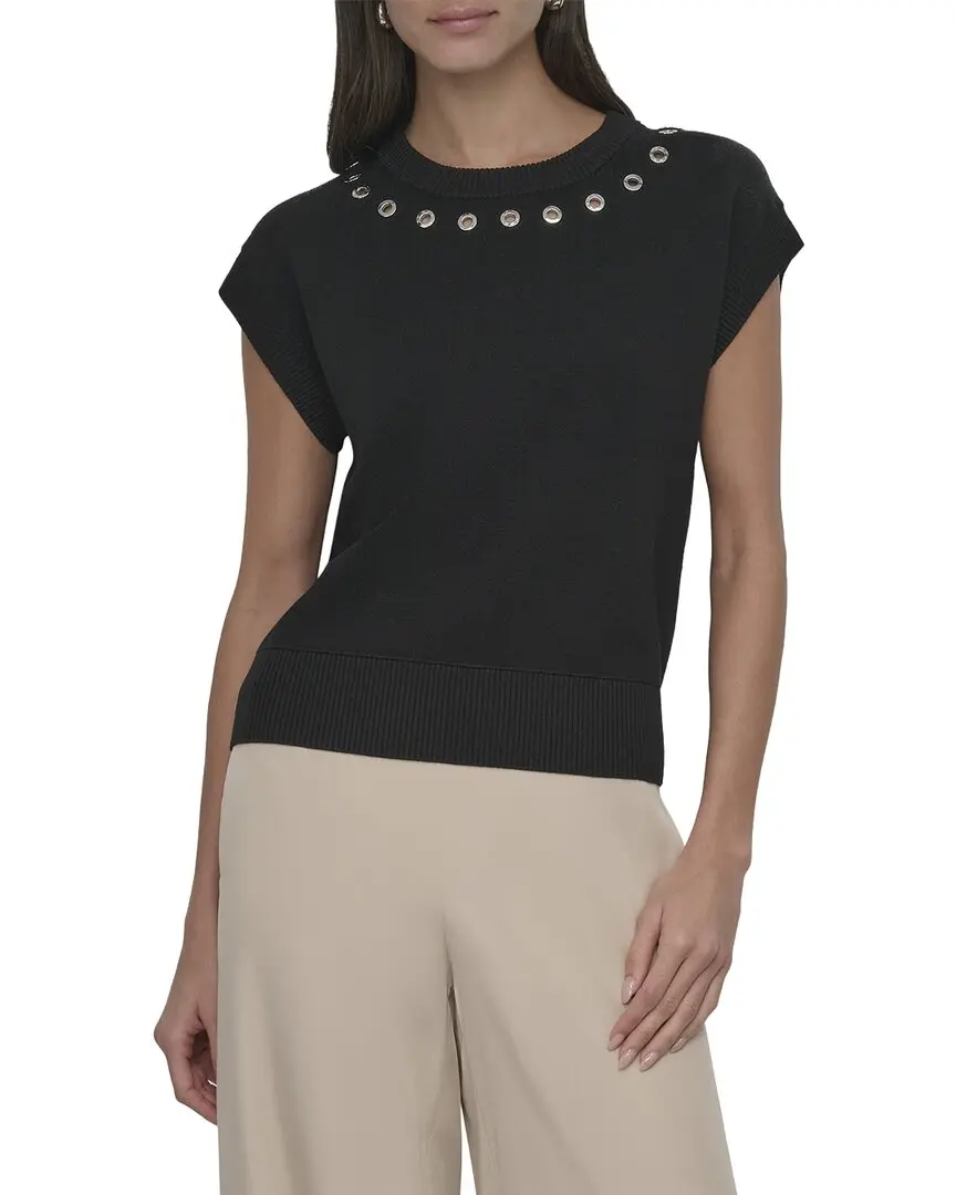 DKNY Logo Grommet Sweater