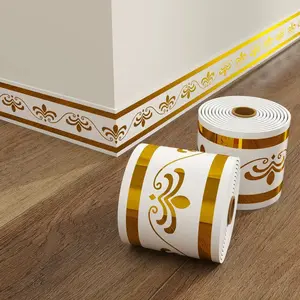 Self-Adhesive Imitation Ceramic Tile Skirting Board, Waterproof Wall Trim Decorative Strip, 500cm X 10cm, Easy Installation, Removable Adhesive
