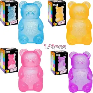 Gummy Bear Squeeze Toy Set – Jelly Filled Soft Elastic Squishy for Hand Pressing and Desk Decoration Use