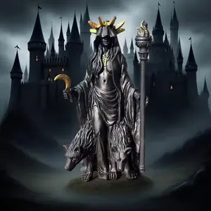 Hekate Niketis Statue, Night Witch, Underworld Hecate Fosforos Resin Sculpture, Greek Goddess with Magic Dog, Home Decor