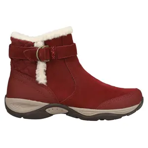 Easy Spirit Womens Elk Round Toe Zippered Pull On Casual Boots Ankle Low Heel 1-2" - Red