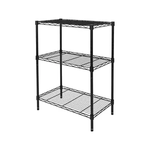 Hyper Tough 3-Tier Wire Shelving Rack Black 750 lbs Capacity Adjustable Shelves NSF Certified for Dry Storage Easy Assembly No Tools Required