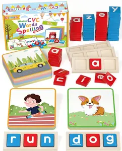 Wooden CVC Word Spelling Games, Sight Words Flash Cards, Montessori Educational Learning Toys for 3 4 5 6 Year Old Kids, Preschool Kindergarten Reading Phonics Activities, Gifts for Toddlers