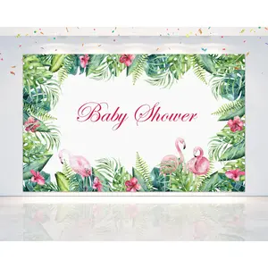Flamingo Baby Shower Backdrop 5x3 FT